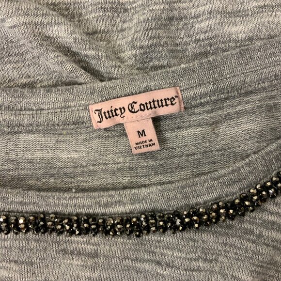 juicy Couture pull over tee long sleeve women's grey top round color embellished - Picture 7 of 8